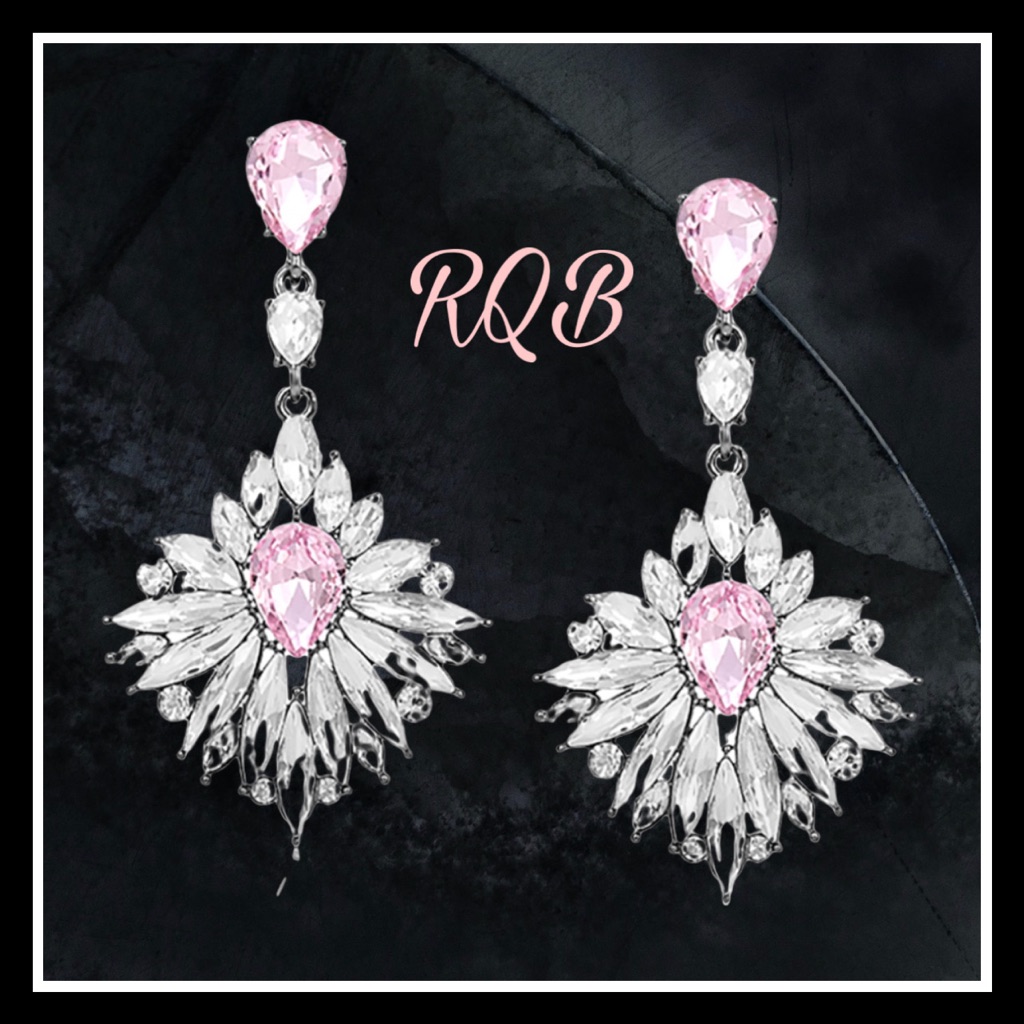 Pink And Clear Swarovski Crystal Pageant Earrings 42$